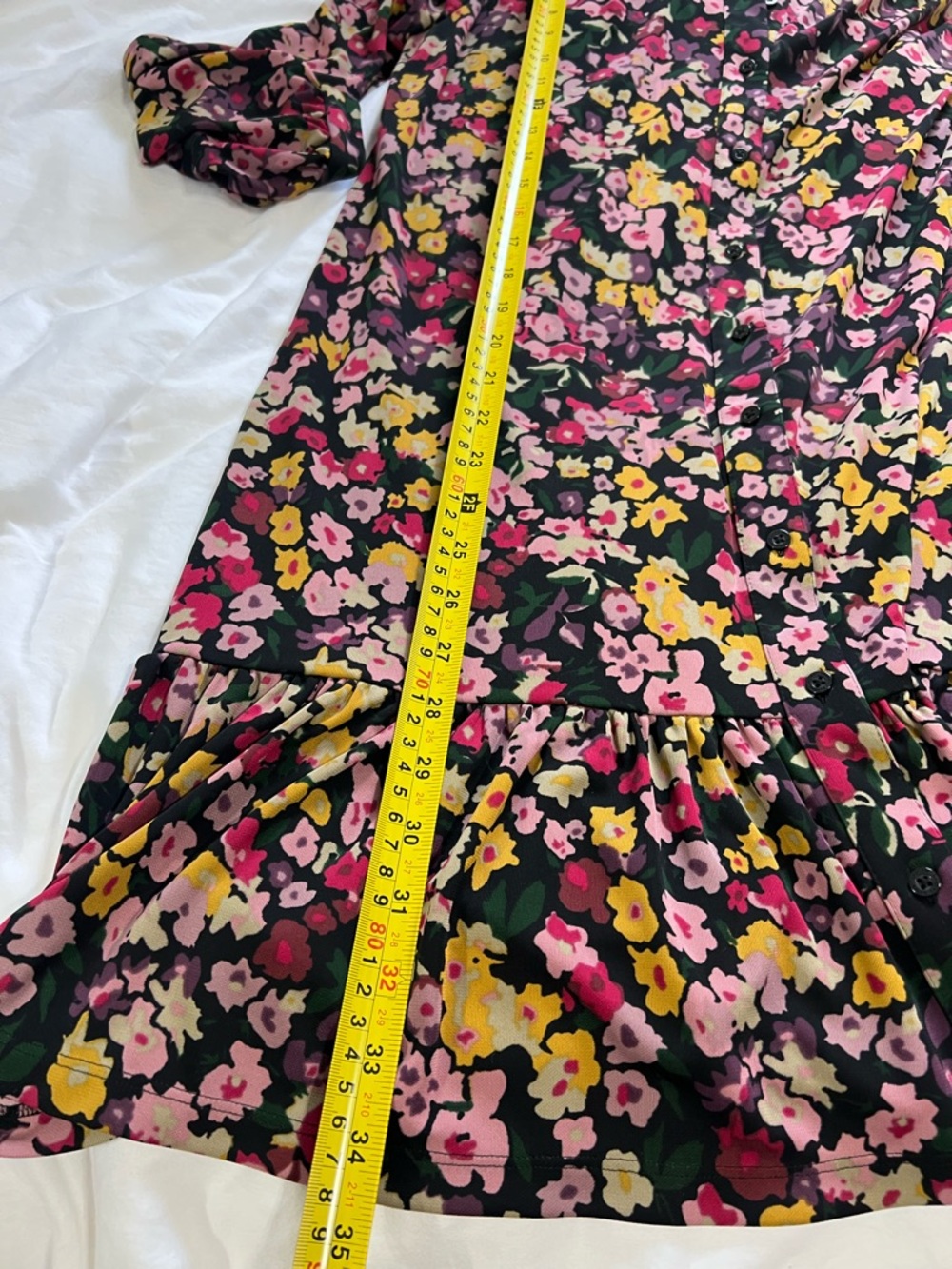 Lauren Ralph Lauren Black Floral Tie-Waist Long-Sleeve Dress size 8 - Picture 5 of 11